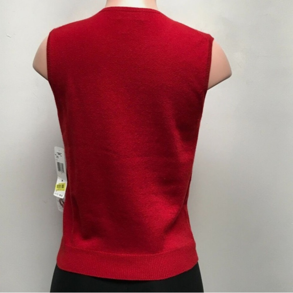 Ralph Lauren cashmere red sleeveless top. PERFECT FOR THE HOLLIDAYS. - Picture 2 of 11